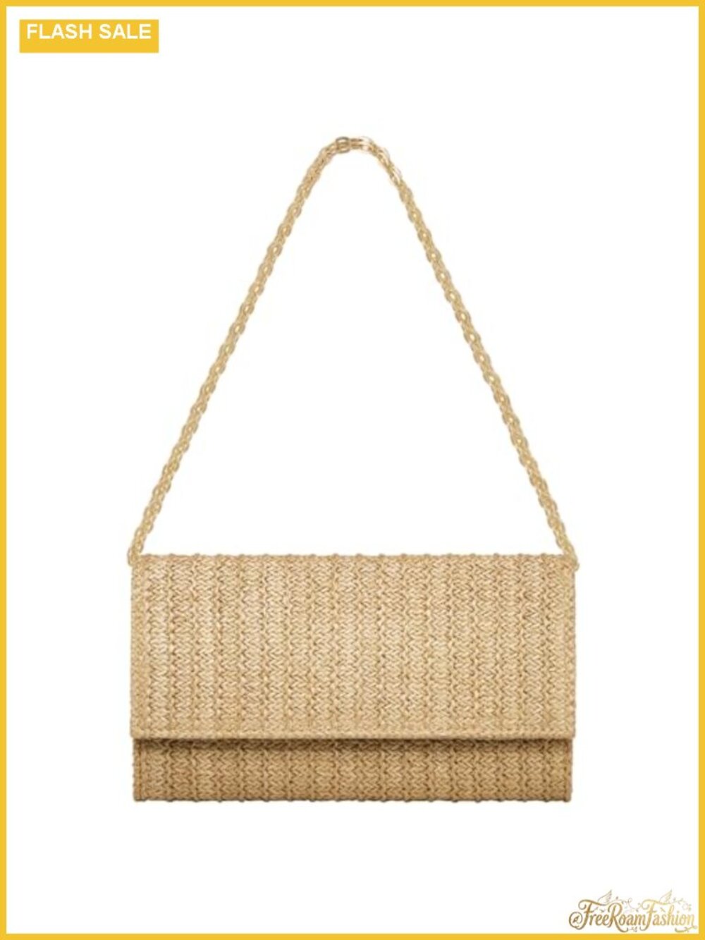 Straw Clutch Purse Chain Shoulder Crossbody Bag Envelope Handbag Summer Beach